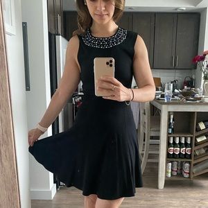 Black Aqua Dress with beautiful front bead detail